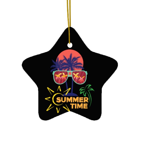black colorful summer time Ceramic Ornaments