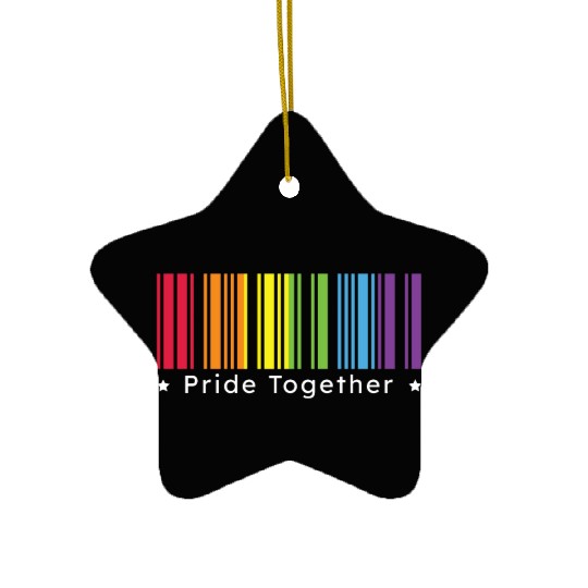 Pride Together, Rainbow Barcode : Pride Month Gift Ceramic Ornaments