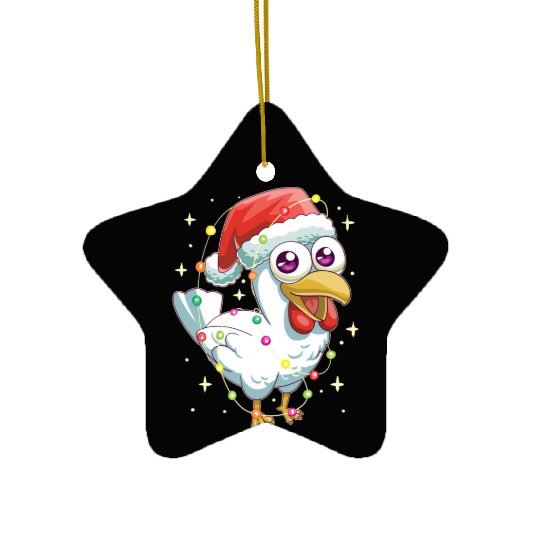 Christmas Lights Chicken Santa Xmas Deer Magic Ceramic Ornaments