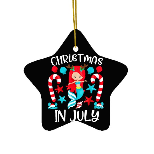 Christmas In July Cute Mermaid Summer Vacation Ceramic Ornaments