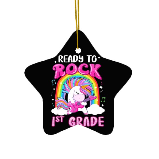 Rocking 1St Grade Electric Guitar Unicorn Rainbow Ceramic Ornaments