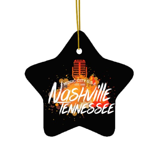 Nashville Country Music City Tennessee Guitar USA Ceramic Ornaments