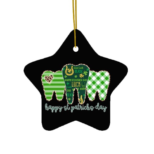 3 Three Teeth St Patrick Day Leopard Buffalo Ceramic Ornaments