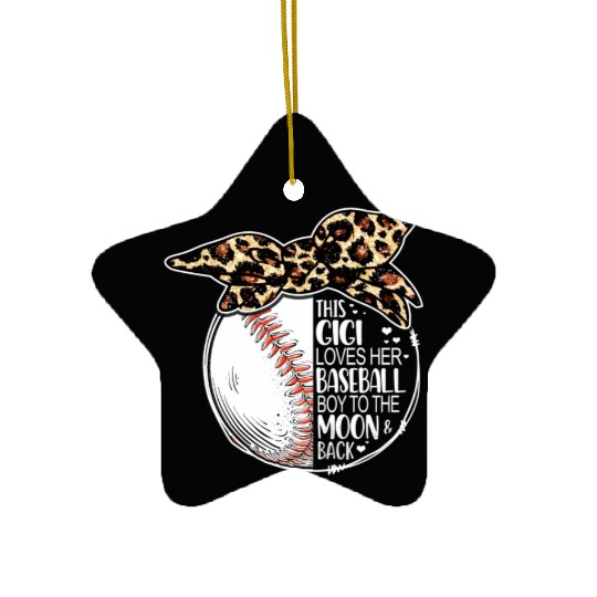Baseball Gigi Vintage Leopard Messy Bun Ceramic Ornaments