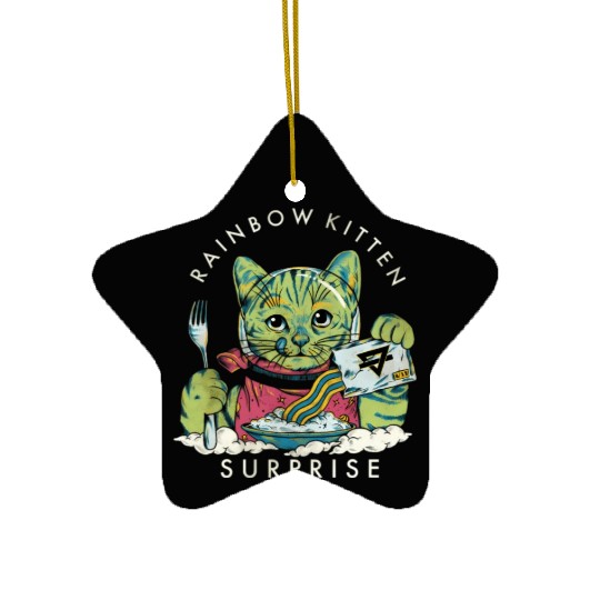 Rainbow Kitten Surprise Ceramic Ornaments