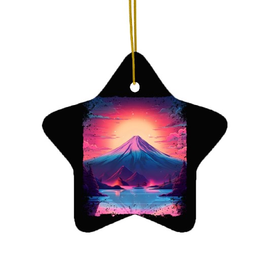 Mount Fuji Sight Aesthetic Japan Vaporwave Volcano Ceramic Ornaments