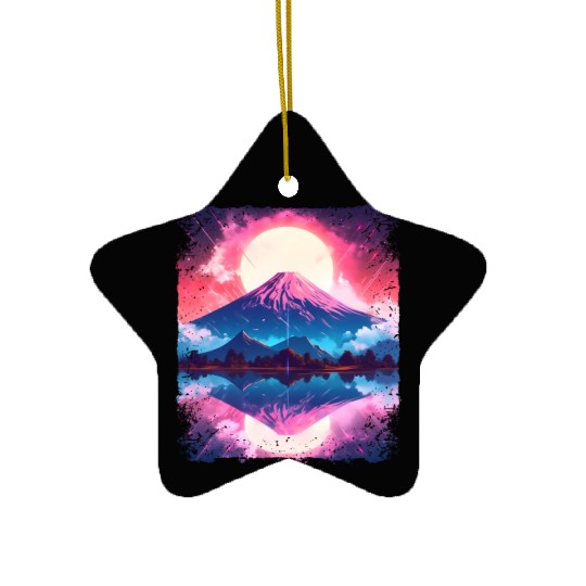 Mount Fuji Vaporwave Aesthetic Japan Sight Volcano Ceramic Ornaments