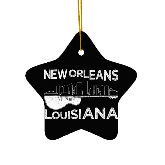 Souvenir New Orleans Guitar Music Louisiana New Ceramic Ornaments