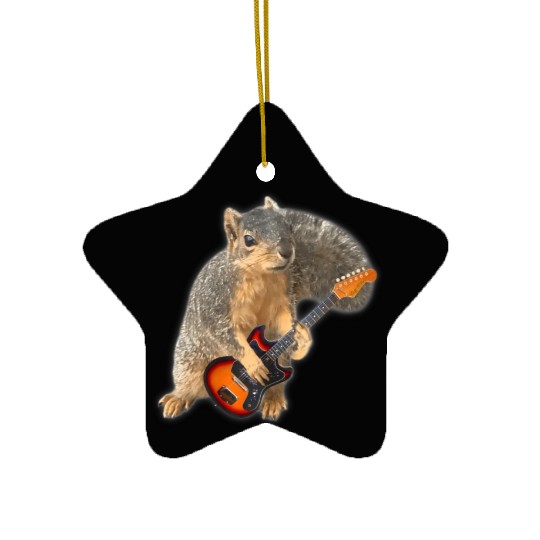 Squirrel Playing Guitar Ceramic Ornaments