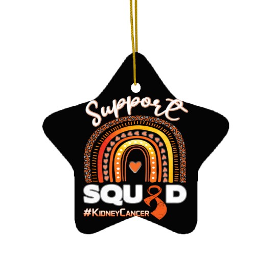 Kidney Cancer Support Squad Dark Blue Ribbon Ceramic Ornaments