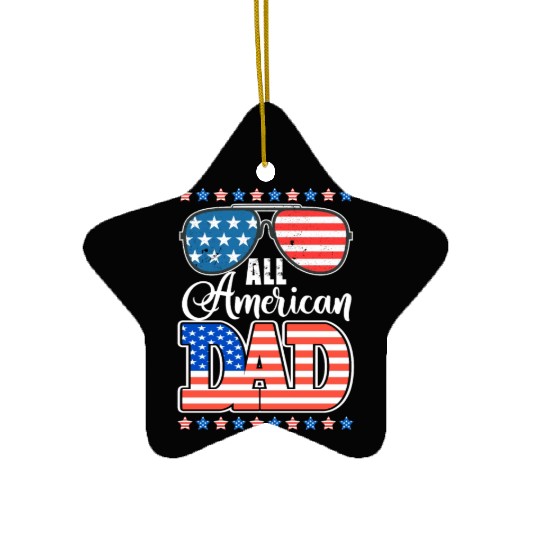 All American Dad Usa Sunglasses Flag Father's Day Ceramic Ornaments