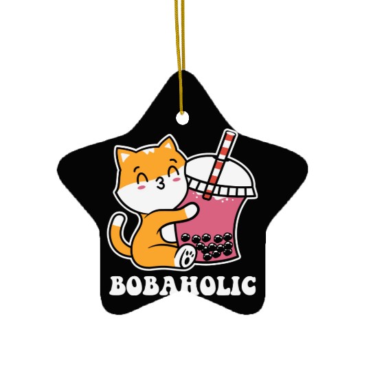 Bubble Milk Boba Tea Tapioca Pearls Lover Funny Ceramic Ornaments