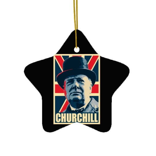 Winston Churhill Union Jack Propaganda Pop Art Ceramic Ornaments