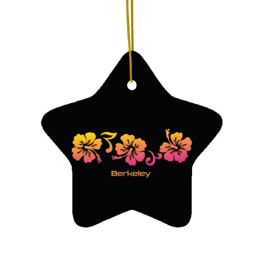 Berkeley California Hibiscus Souvenir Vacation Ceramic Ornaments