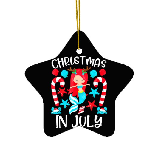 Christmas In July Cute Mermaid Summer Ceramic Ornaments