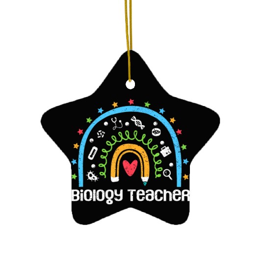 Biology Teacher Rainbow Biologist Back To School Ceramic Ornaments