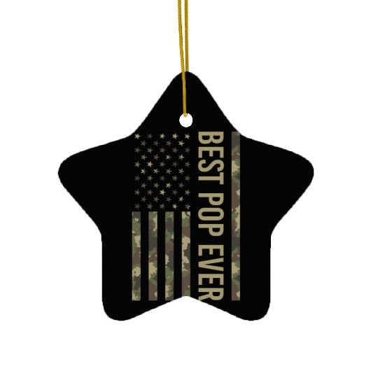 Best Pop Ever Us American Flag Camo For Fathers Ceramic Ornaments