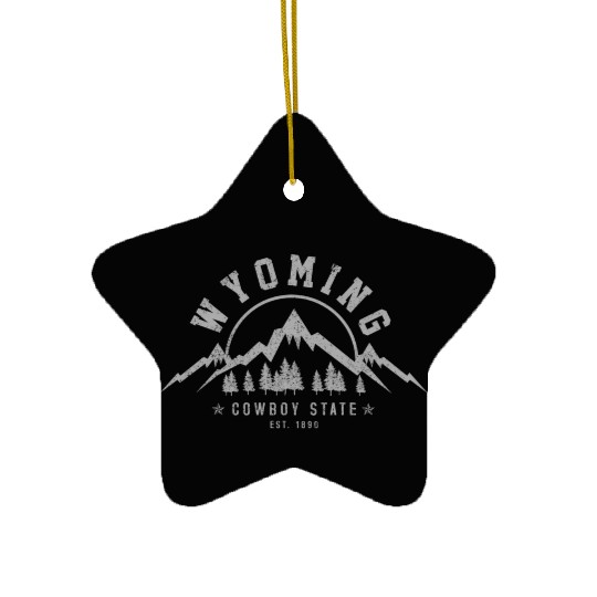 Wyoming The Cowboy State Est 1890 Moains Ceramic Ornaments