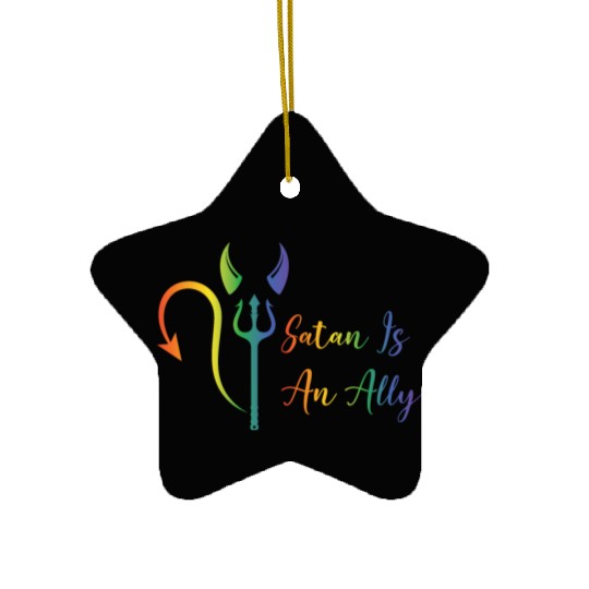 Funny Hail Gay Satan Lgbt Goth Gay Pride Baphomet Ceramic Ornaments