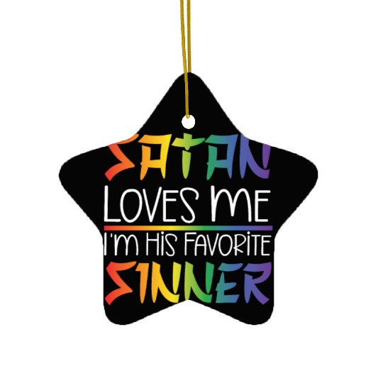LGBT Gay Pride Rainbow Satan All Hail Gay Satan Ceramic Ornaments