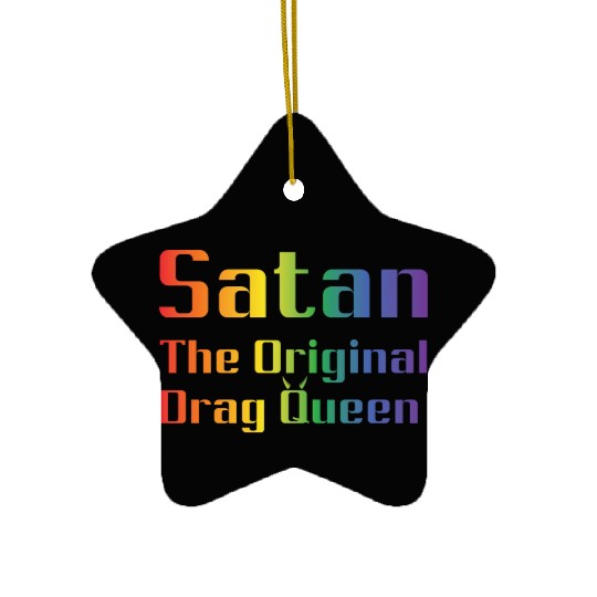 Funny Hail Gay Satan Lgbt Goth Gay Pride Baphomet Ceramic Ornaments