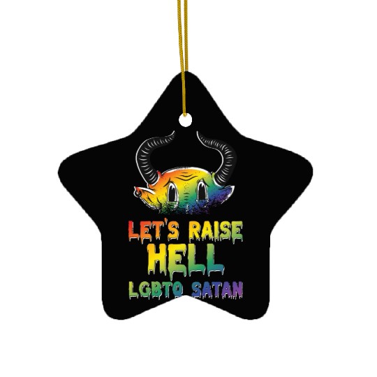 Funny Hail Gay Satan Lgbt Goth Gay Pride Baphomet Ceramic Ornaments