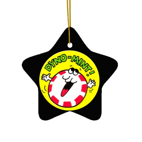 Vintage Scratch And Sniff Sticker Peppermint Dyno- Ceramic Ornaments
