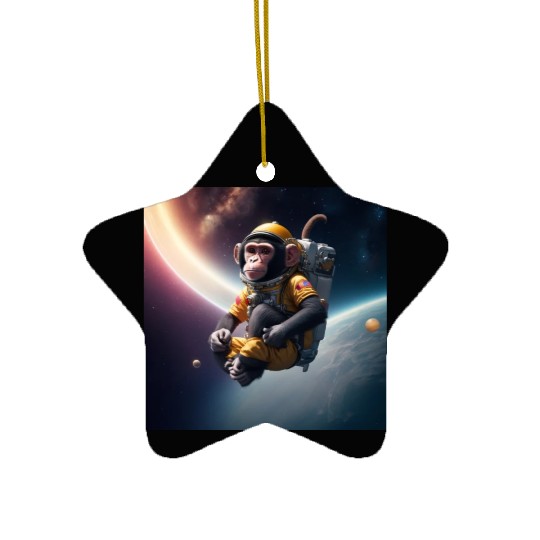 monkey in outerspace Ceramic Ornaments