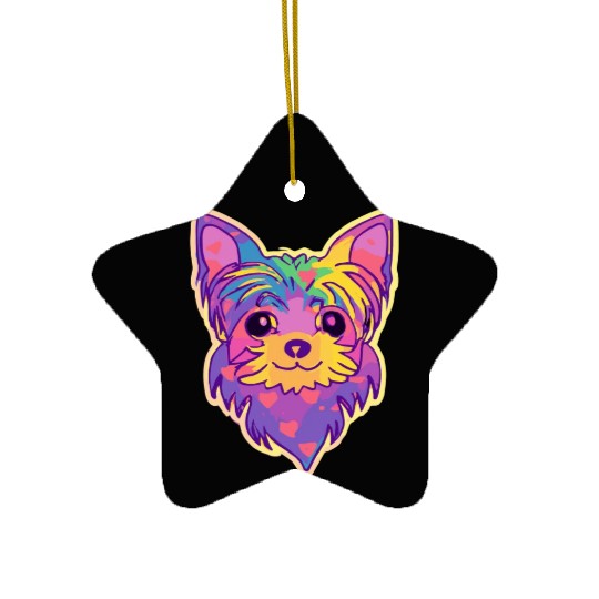 Yorkshire Terrier Rainbow Dog Lover Yorkie Ceramic Ornaments