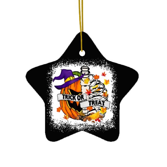 Retro Fall Leaves Trick Or Treat Halloween Pumpkin Ceramic Ornaments