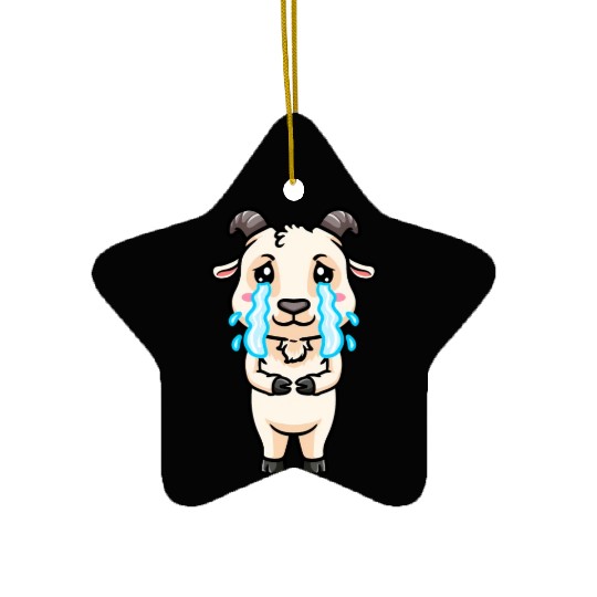 Goat Sad Crying Emoticon Ceramic Ornaments