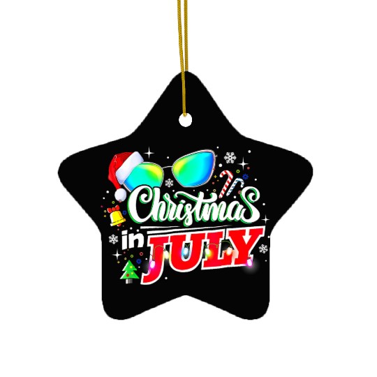 Christmas In July Santa Hat Sunglasses Summer Ceramic Ornaments