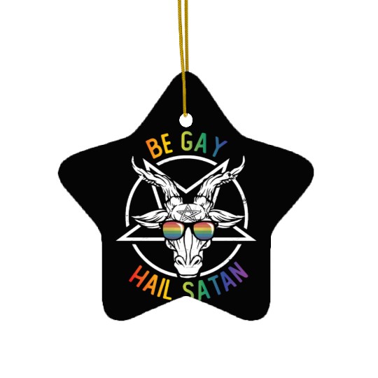 Rainbow Satan Lgbt Goth Gay Pride Baphomet Be Gay Ceramic Ornaments
