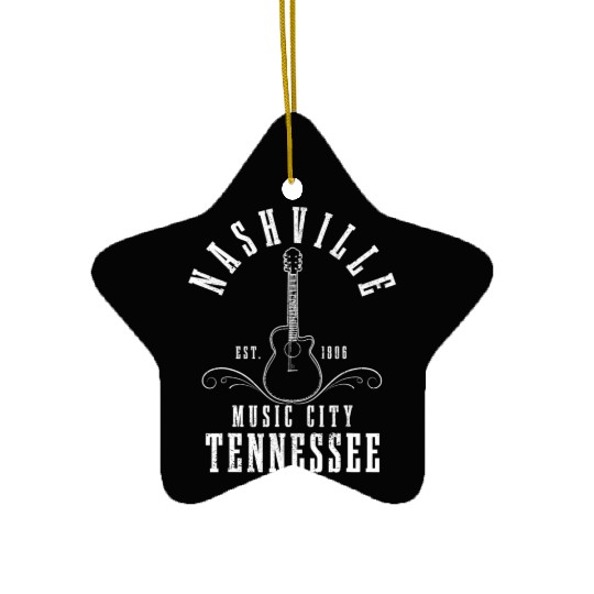 Nashville Tennessee Country Music City Guitar Ceramic Ornaments
