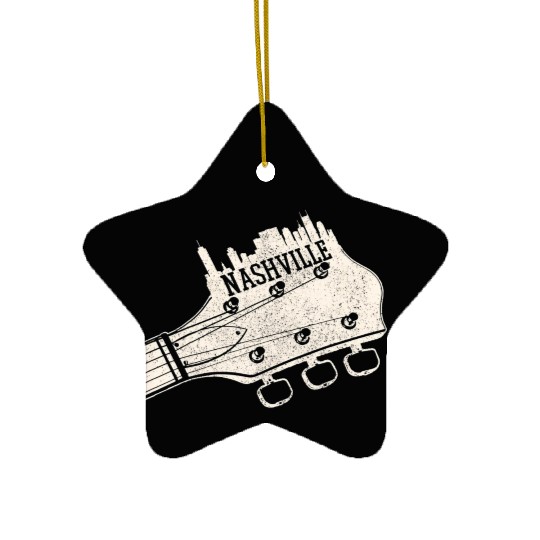 Nashville Guitar Skyline Country Music City Ceramic Ornaments