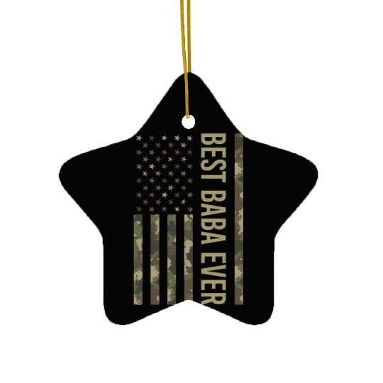 Best Baba Ever Us American Flag Camo For Fathers Ceramic Ornaments