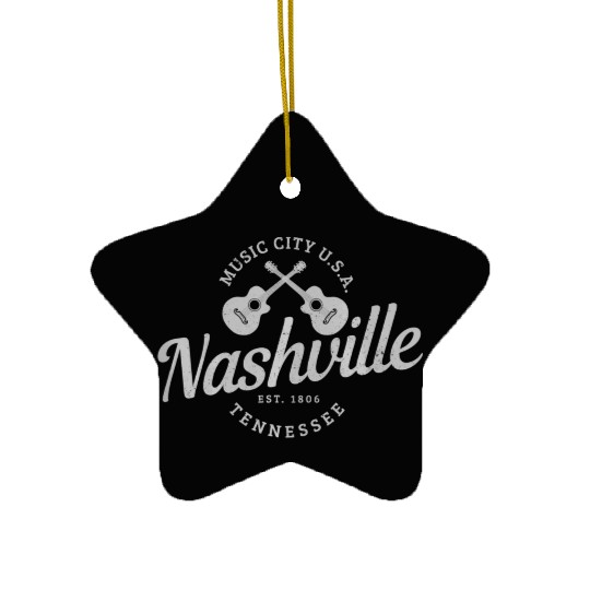 Nashville Tennessee Guitar Country Music City Ceramic Ornaments