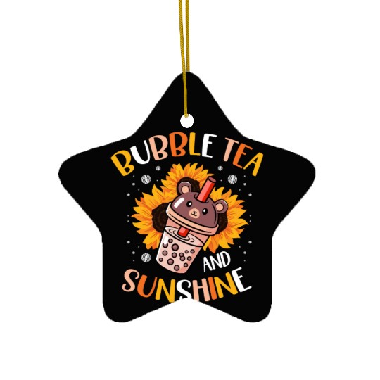 Bubble Tea And Sunshine Boba Tea Drinker Ceramic Ornaments