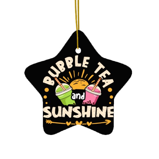 Bubble Tea And Sunshine Boba Tea Drinker Ceramic Ornaments