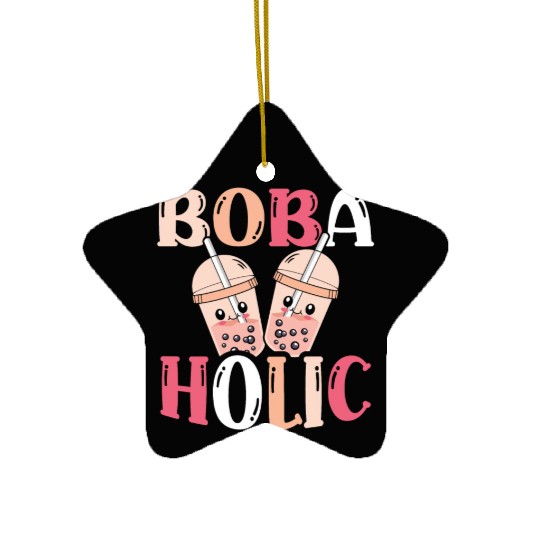 Bobaholic Bubble Tea Lover Boba Tea Drinker Korean Ceramic Ornaments