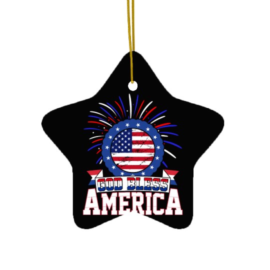 God Bless America Independence Day USA Patriot Ceramic Ornaments
