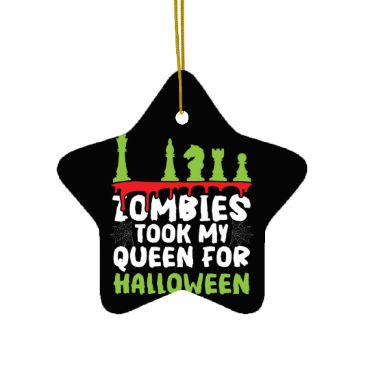 Chess Halloween Trick Or Treat Chess Board Game Ceramic Ornaments