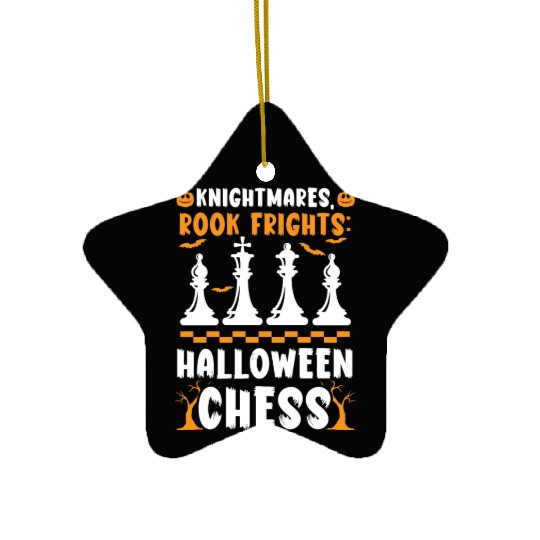 Chess Halloween Trick Or Treat Chess Board Game Ceramic Ornaments