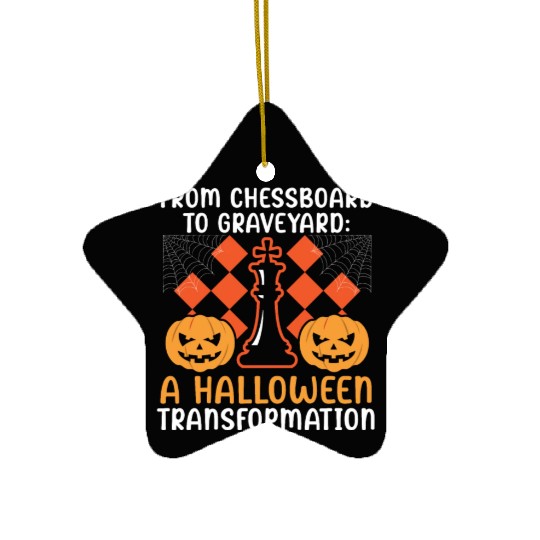Chess Halloween Trick Or Treat Chess Board Game Ceramic Ornaments