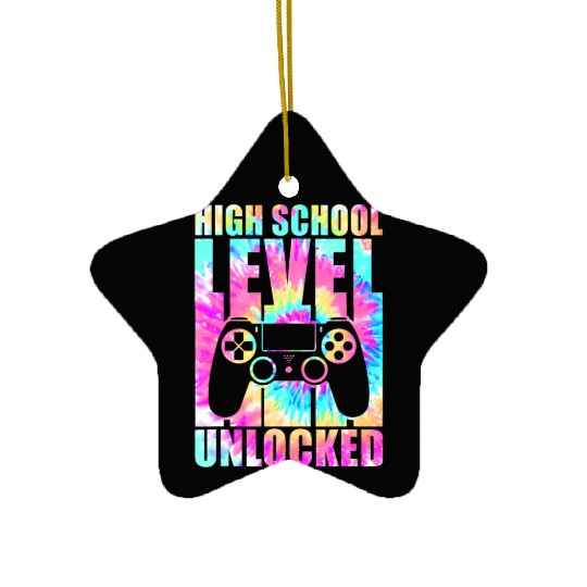 High School Level Unlocked Tie Dye Back To School Ceramic Ornaments