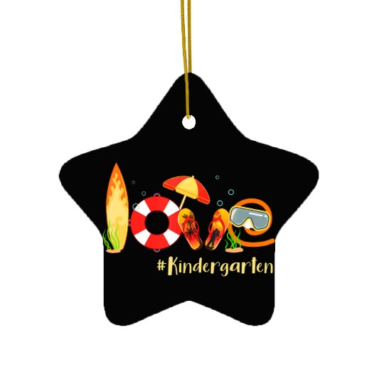 Love Kindergarten Summer Christmas In July Flip Ceramic Ornaments