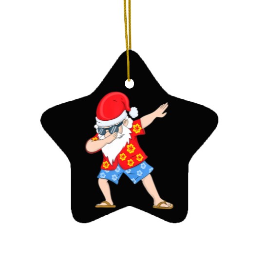 Christmas in July Santa Hawaiian Dabbing Santa Ceramic Ornaments