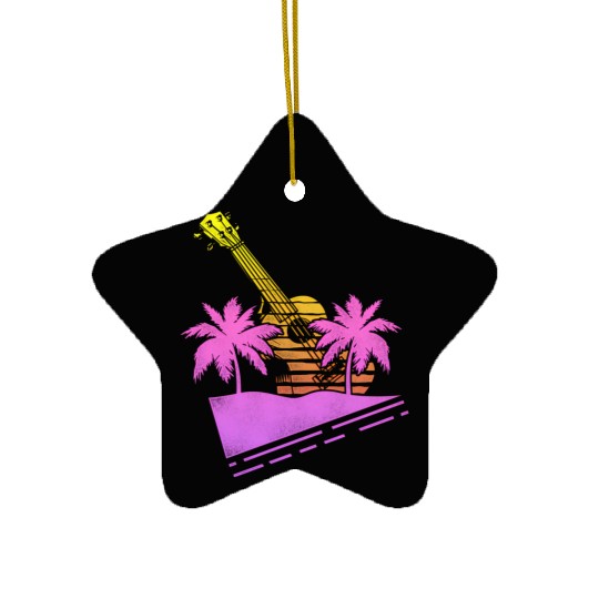 Hawaiian Ukulele Uke 80S 90S Ceramic Ornaments