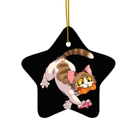 Cat Jiggle Jiggle in Kitty Got The Glizzy Meow Ceramic Ornaments