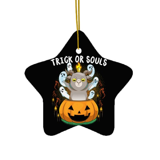Trick Or Souls Halloween Baphomet Satanic Pumpkin Ceramic Ornaments